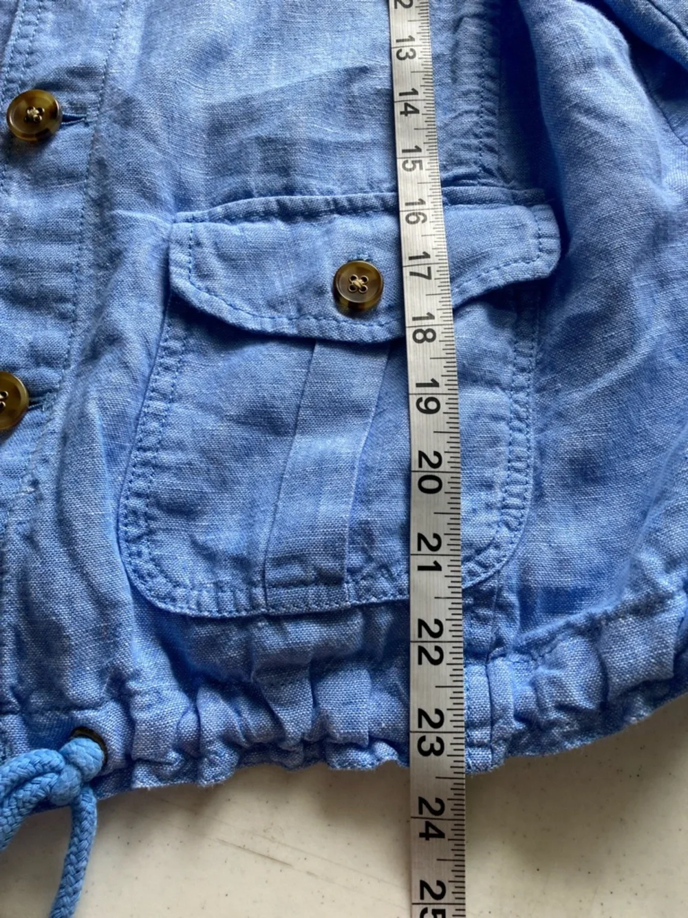 Talbots Light Blue Linen Drawstring Hem Jacket - Picture 6 of 6